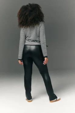 Perfect Sculpting High Waisted Leather Look Zip Front Legging