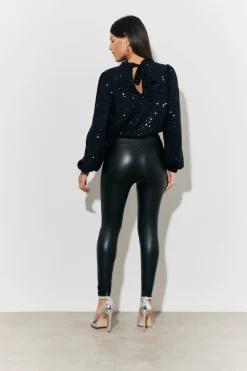 Perfect Sculpting High Waisted Leather Look Leggings