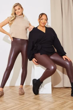 Perfect Sculpting High Waisted Leather Look Leggings