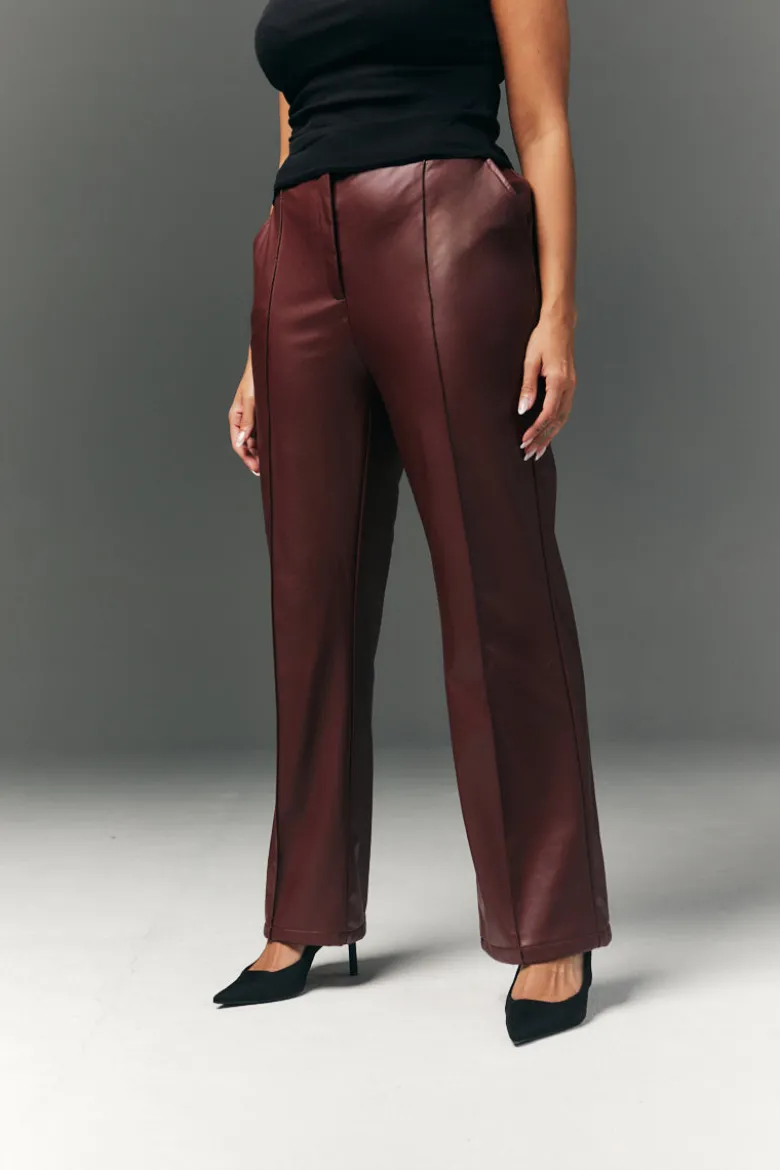 Perfect Sculpting High Waisted Leather Look Straight Leg Trouser
