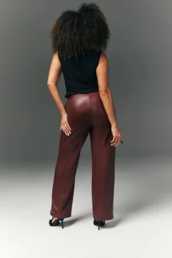 Perfect Sculpting High Waisted Leather Look Straight Leg Trouser