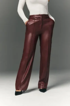 Perfect Sculpting High Waisted Leather Look Straight Leg Trouser