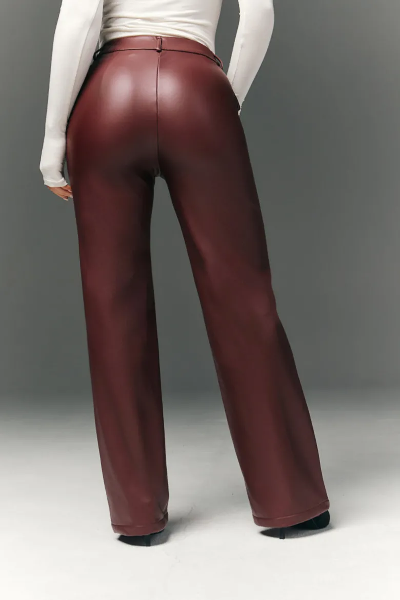 Perfect Sculpting High Waisted Leather Look Straight Leg Trouser
