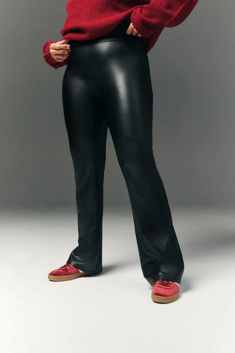 Perfect Sculpting High Waisted Leather Look Flare