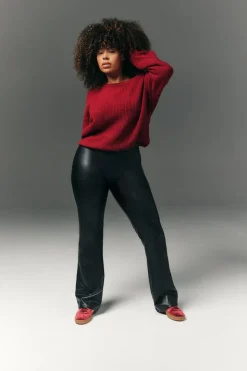 Perfect Sculpting High Waisted Leather Look Flare