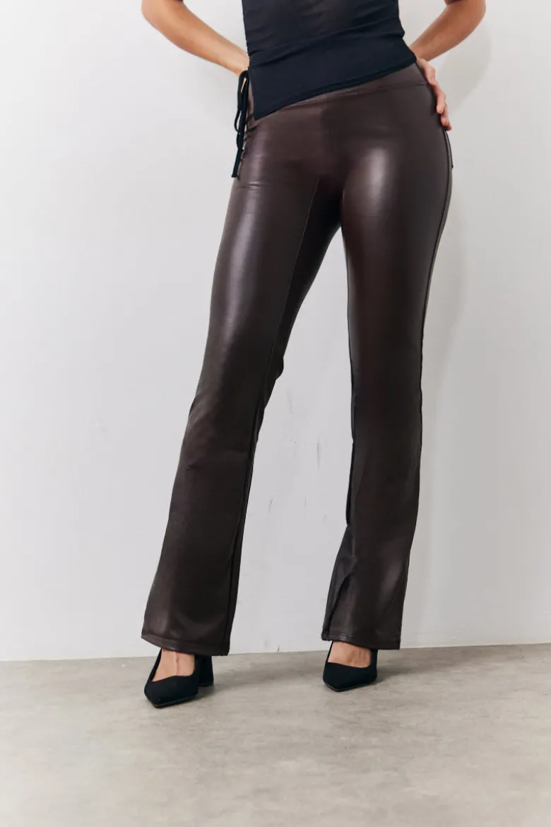Perfect Sculpting High Waisted Leather Look Flare