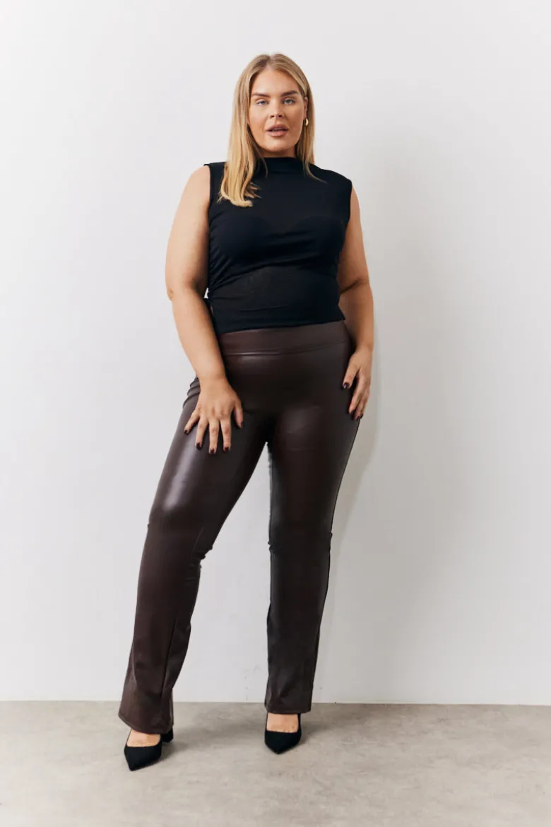 Perfect Sculpting High Waisted Leather Look Flare