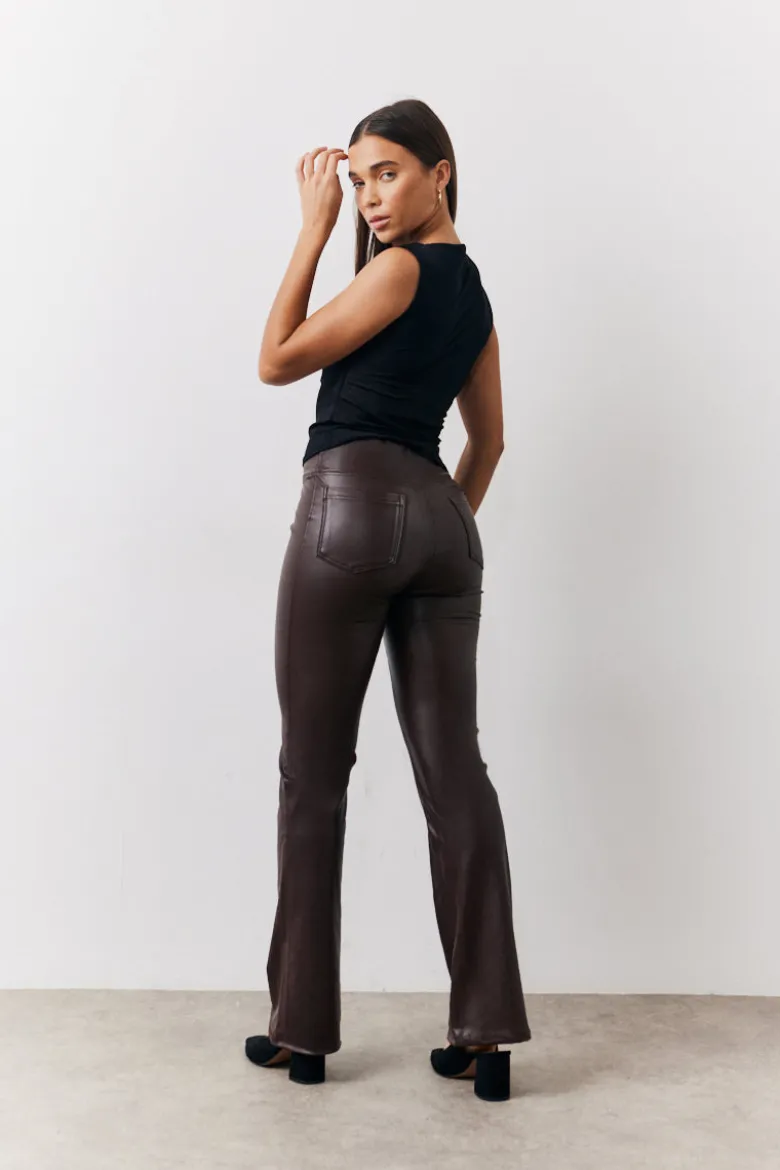 Perfect Sculpting High Waisted Leather Look Flare