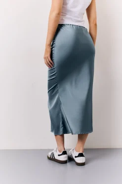 Petrol Blue Satin Midaxi Skirt