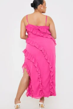 Pink Ruffle Cami Maxi Dress