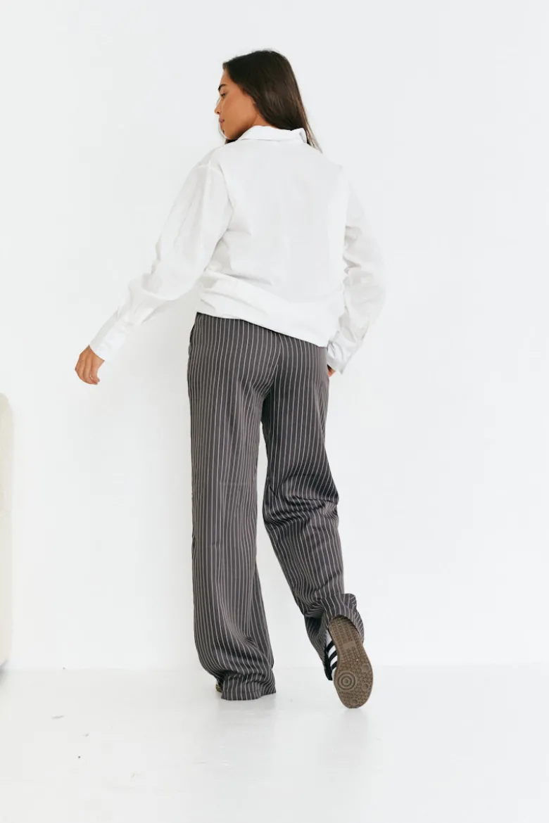 Pinstripe Relaxed Wide Leg Trouser