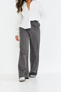 Pinstripe Relaxed Wide Leg Trouser
