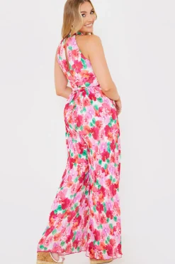 Plisse Sleeveless Wide Leg Jumpsuit