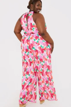 Plisse Sleeveless Wide Leg Jumpsuit