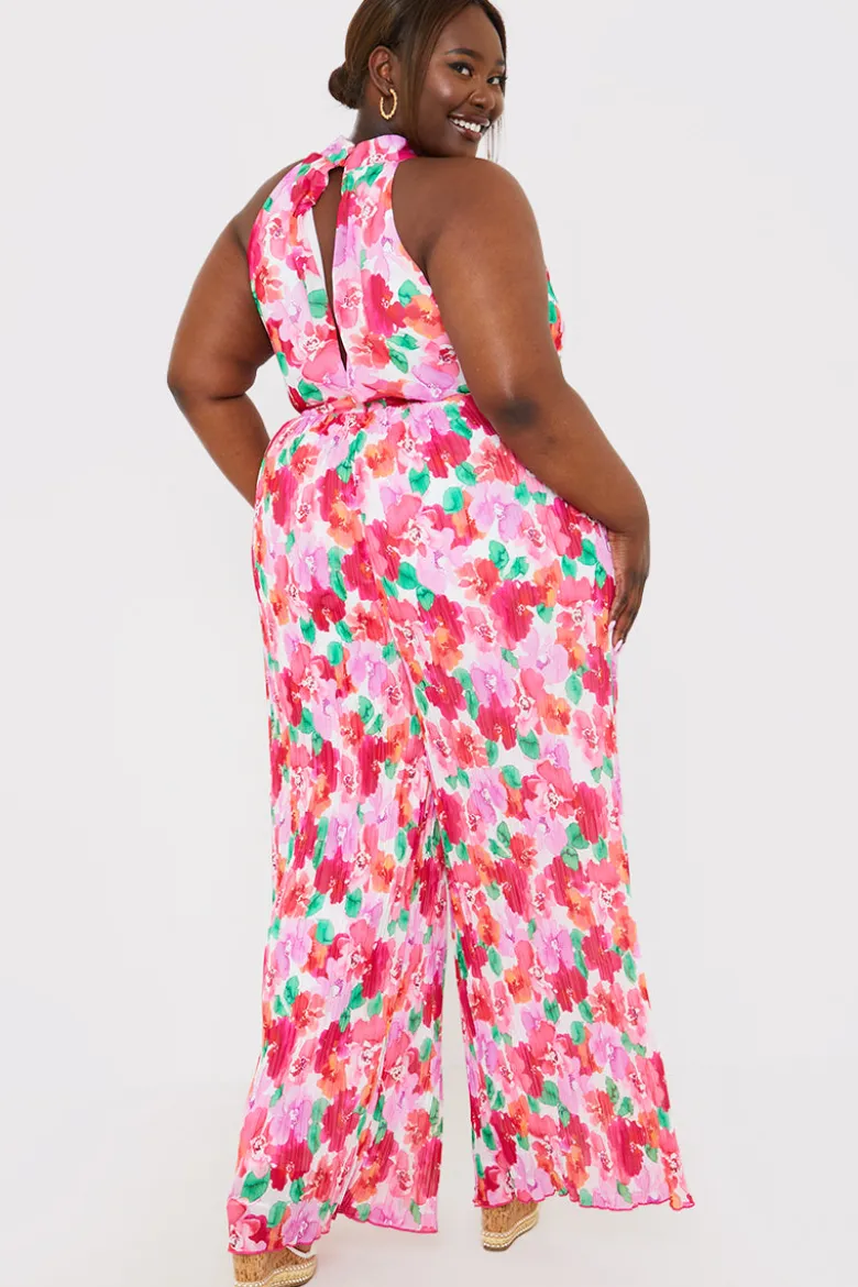Plisse Sleeveless Wide Leg Jumpsuit