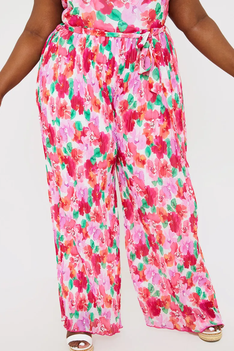 Plisse Sleeveless Wide Leg Jumpsuit