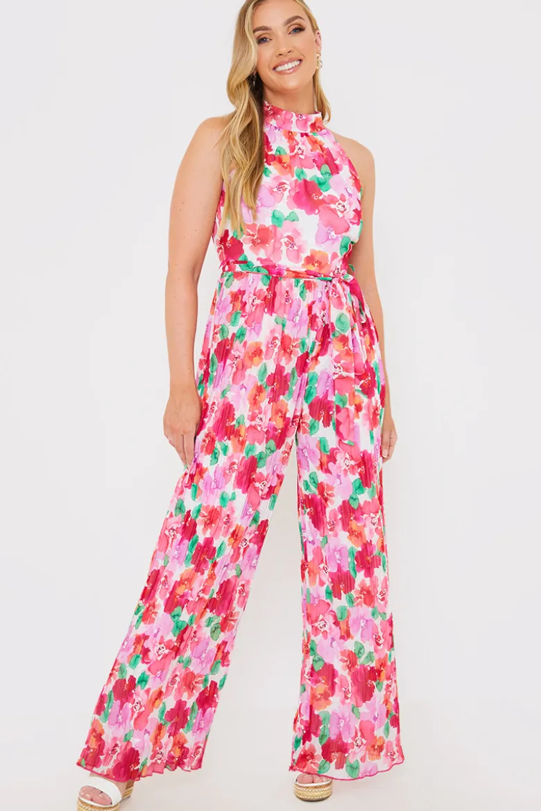 Plisse Sleeveless Wide Leg Jumpsuit