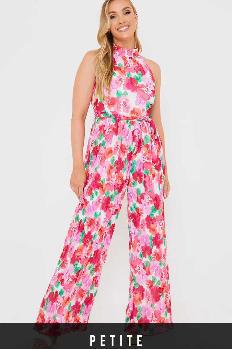 Plisse Sleeveless Wide Leg Jumpsuit