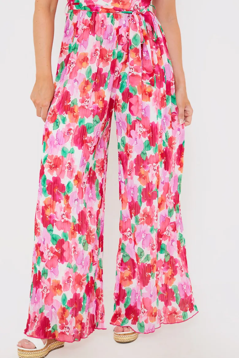 Plisse Sleeveless Wide Leg Jumpsuit