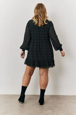 Polka Dot Balloon Sleeve Shirt Dress