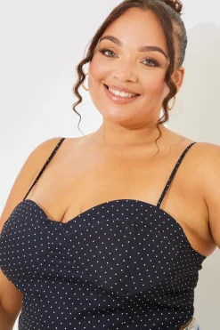 Polka Dot Print Cupped Crop Top