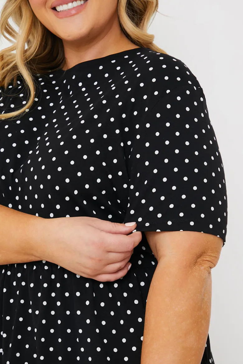Polka Dot Smock Midaxi T-Shirt Dress