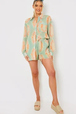 Printed Button Up Beach Co-Ord Shirt
