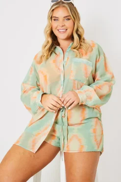 Printed Button Up Beach Co-Ord Shirt