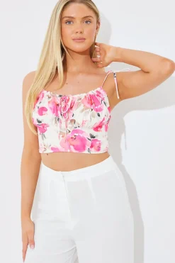 Printed Gathered Bust Co-ord Top