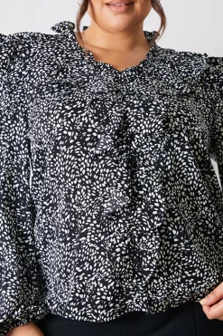 Printed Ruffle Blouse