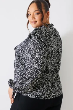 Printed Ruffle Blouse