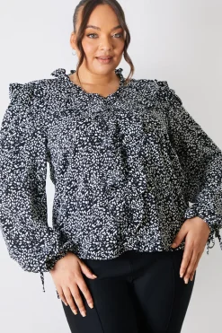 Printed Ruffle Blouse