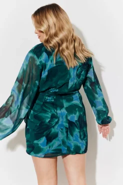 Printed Wrap Detail Mini Dress