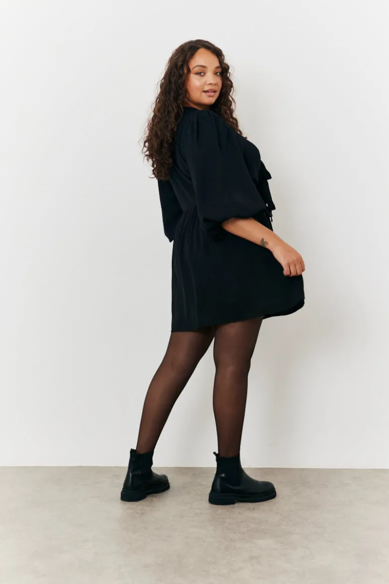 Puff Sleeve Bow Detail Mini Dress