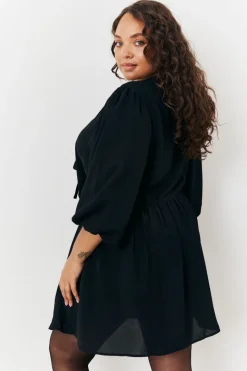 Puff Sleeve Bow Detail Mini Dress