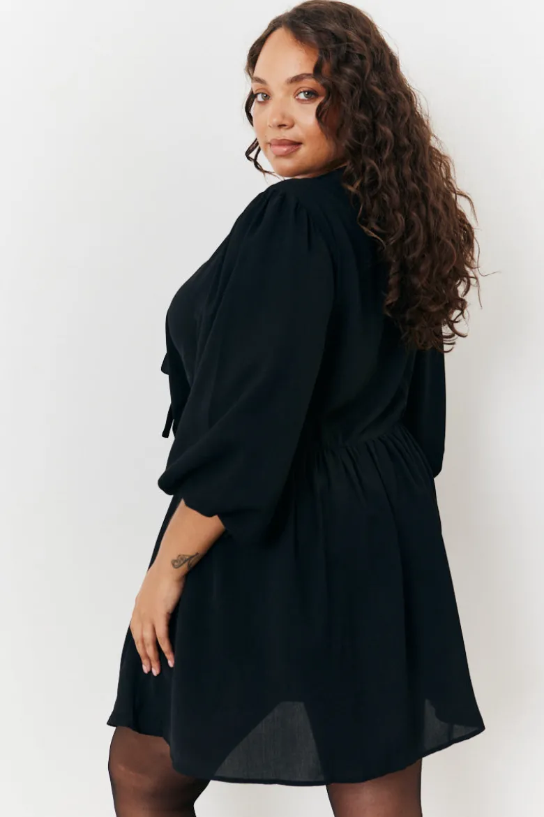 Puff Sleeve Bow Detail Mini Dress