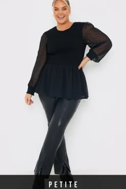 PU Split Hem Flare Trousers