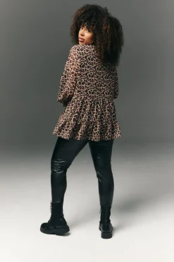 Pussybow Tiered Animal Print Blouse