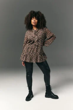Pussybow Tiered Animal Print Blouse
