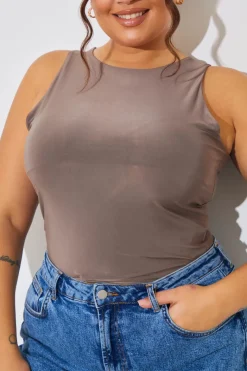 Racer Neck Double Layer Slinky Bodysuit