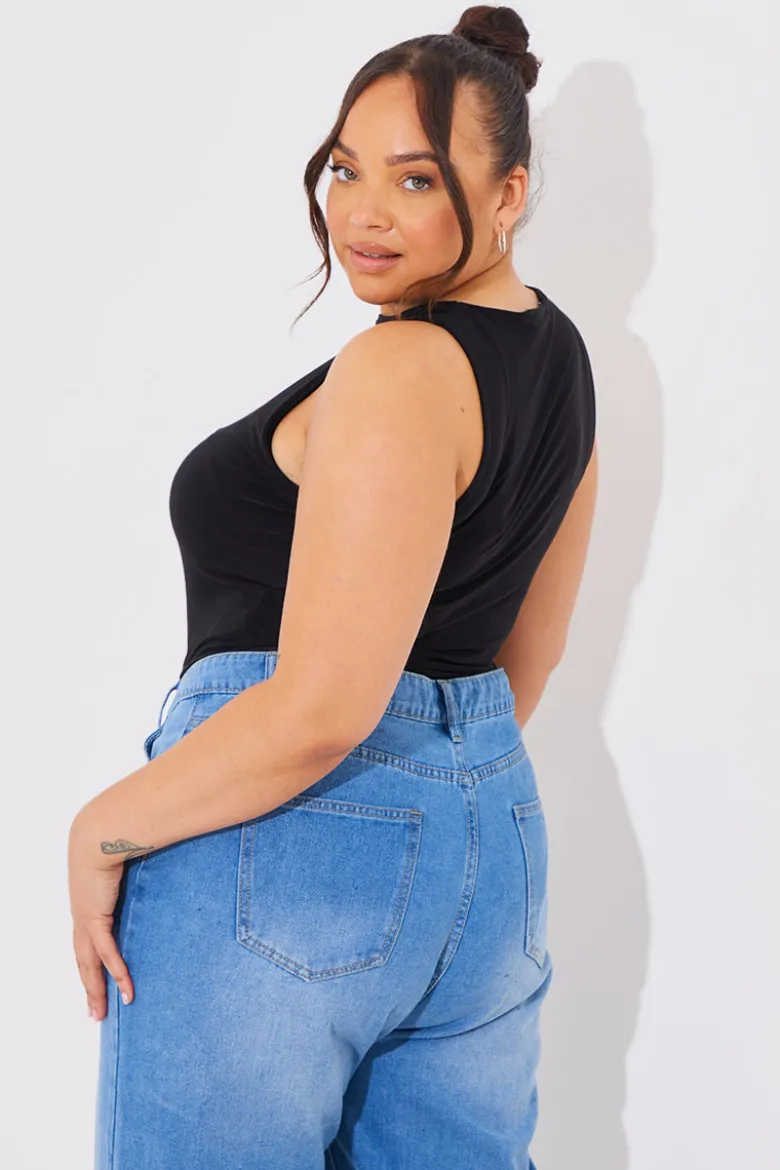 Racer Neck Double Layer Slinky Bodysuit