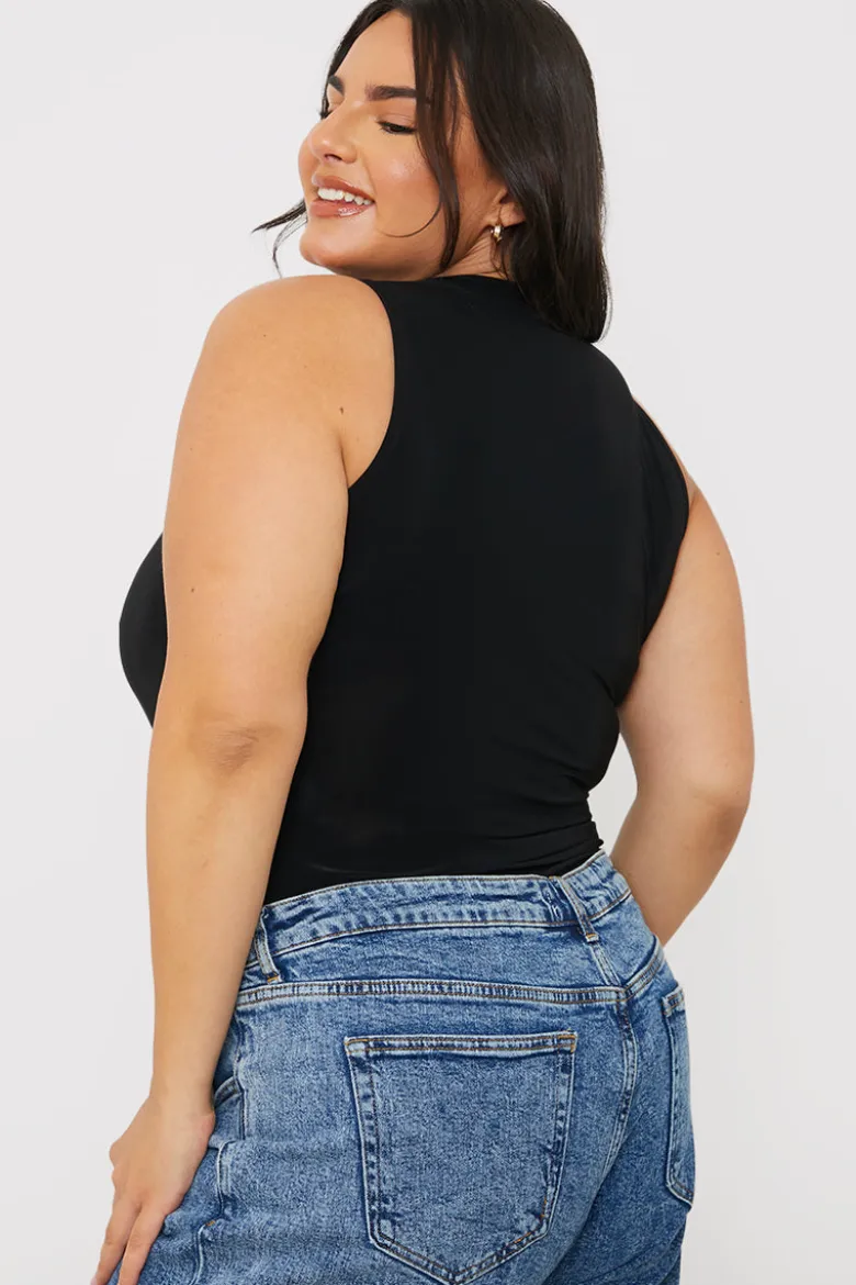 Racer Neck Double Layer Slinky Bodysuit