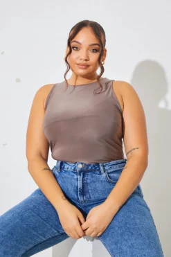 Racer Neck Double Layer Slinky Bodysuit