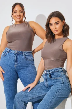Racer Neck Double Layer Slinky Bodysuit