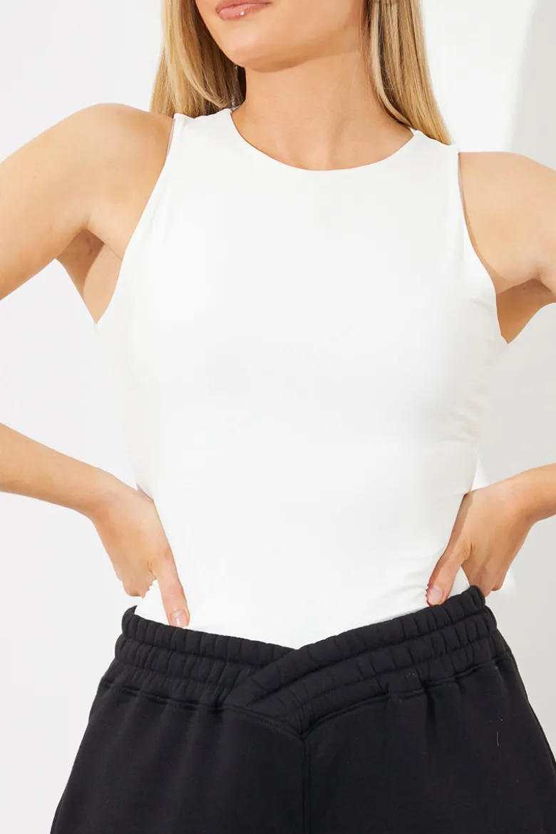 Racer Neck Double Layer Slinky Bodysuit