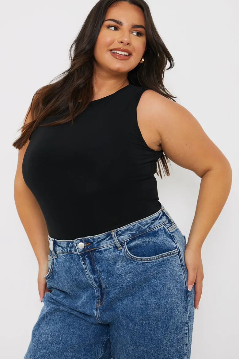 Racer Neck Double Layer Slinky Bodysuit