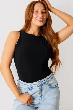 Racer Neck Double Layer Slinky Bodysuit
