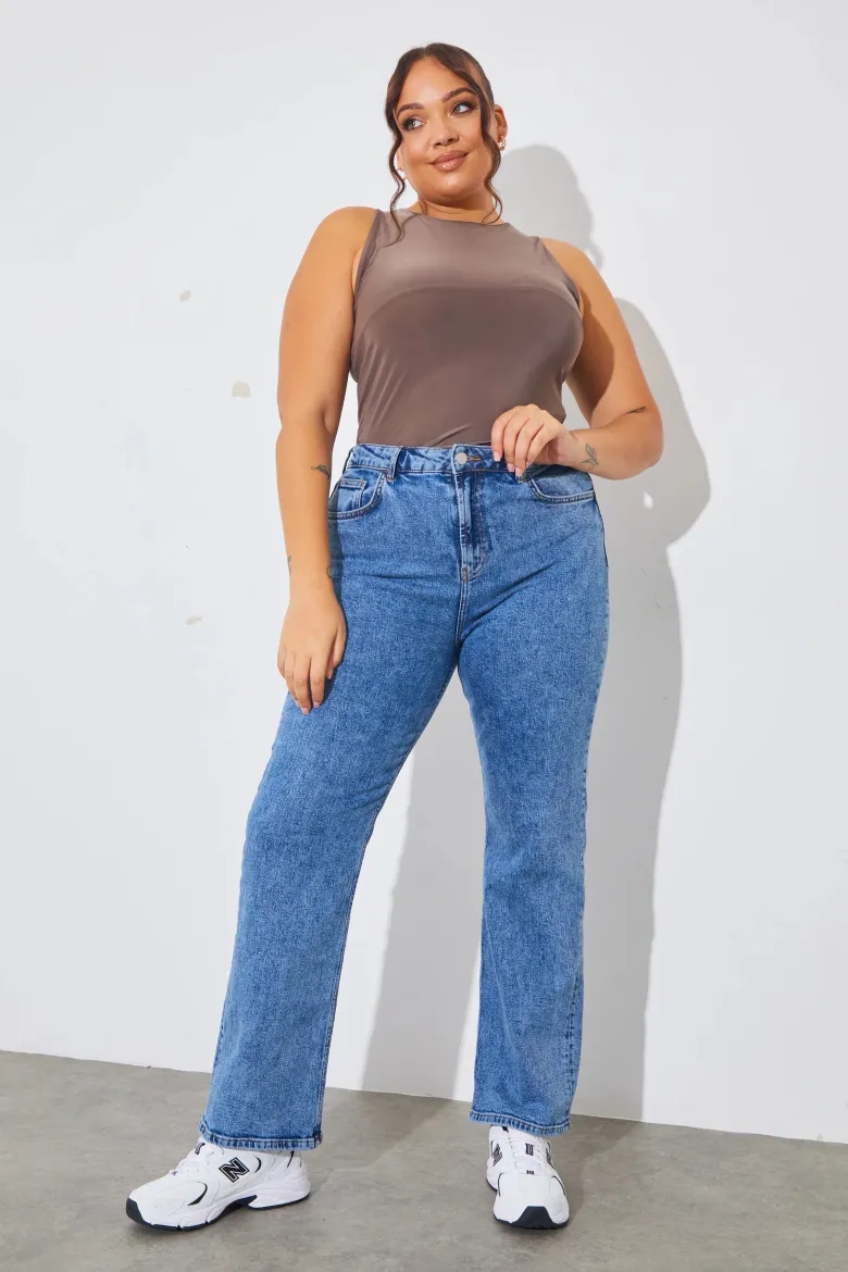 Racer Neck Double Layer Slinky Bodysuit