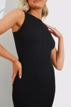 Recycled Knitted Rib Racer Neck Maxi Dress