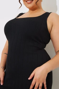 Recycled Ribbed Scoop Neck Midi Dress